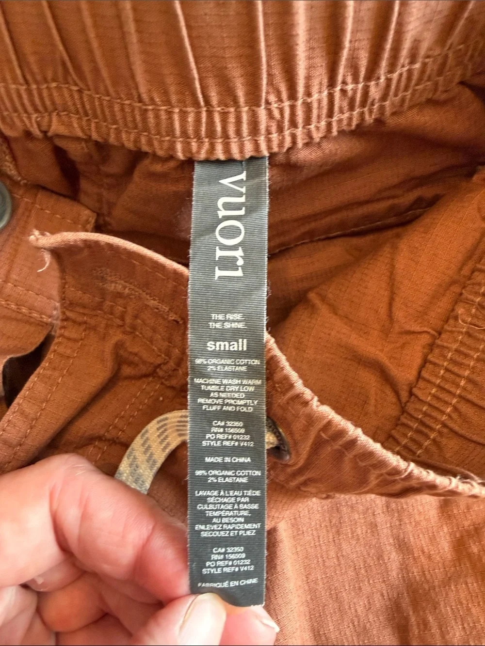 Vuori Men's Rust Orange RipstopCargo Drawstring Pants size small